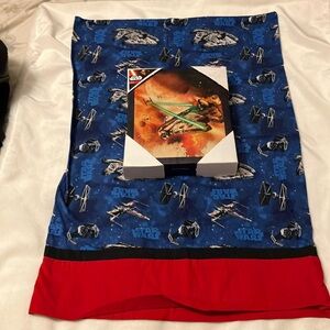NWT Star Wars wall hanging 10 by 8 and handmadee pillowcase blue/red